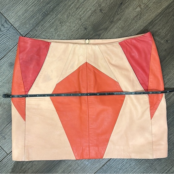 Maje Peach Orange and Magenta Lamb Leather Mini Skirt - Picture 12 of 16